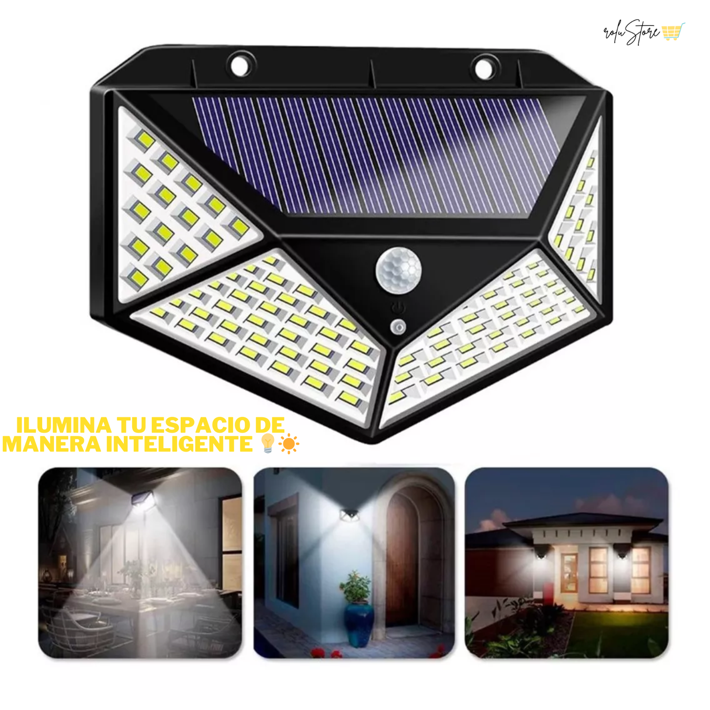 Pack 3 Lámparas de Pared Solar con Sensor de Movimiento