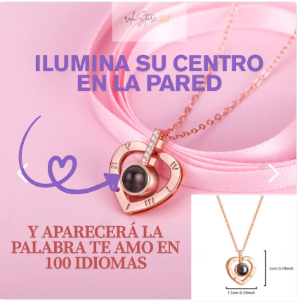 Collar Te Amo Reflectante en 100 idiomas